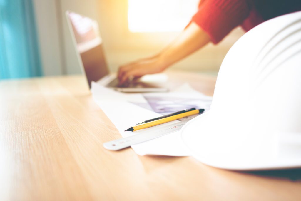 Engineer,Inspection,In,Workplace,For,Architectural,Plan